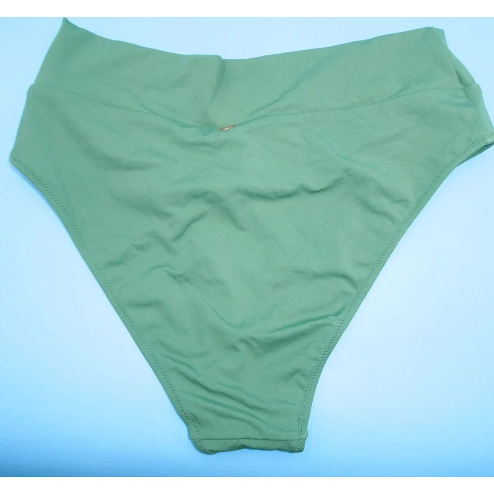 Victorias Secret XL Green Ruffle Hi-Waisted Brazilian Hipster Bikini Bottom Swim